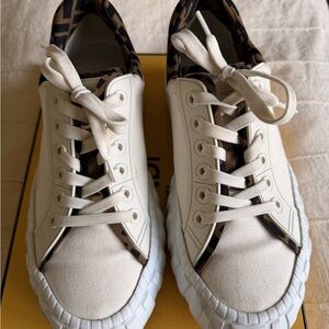 Fendi Cream and Brown Sneakers